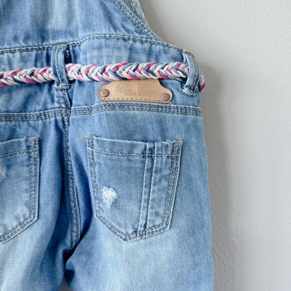 Zara distressed overalls 6-9m baby girl medium wash jeans - Picture 13 of 16